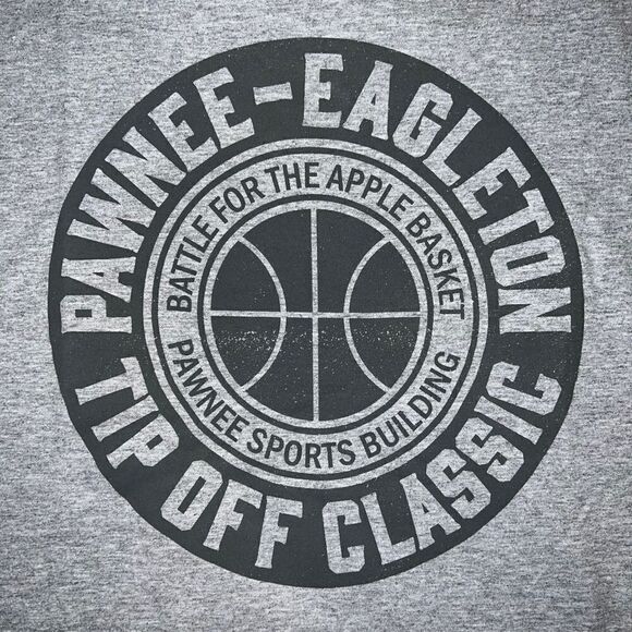 Parks & Recreation Pawnee Eagleton Tip Off Grey T-Shirt Unisex Large - Picture 1 of 4